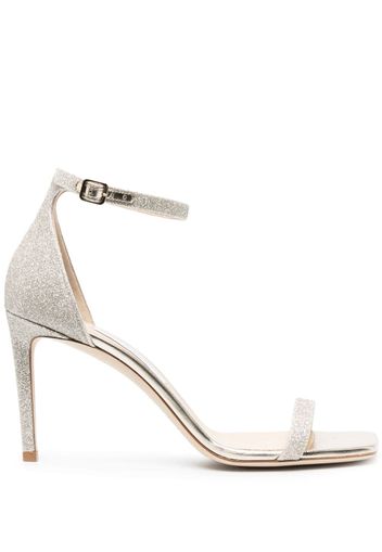 Jimmy Choo Alva 85mm glitter leather sandals - Argento