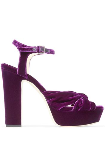 Jimmy Choo Heloise 120mm velvet platform sandals - Viola