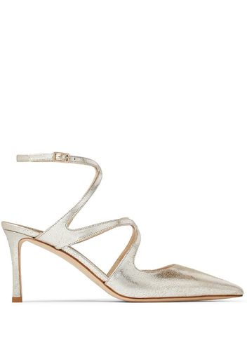 Jimmy Choo Azia 75mm metallic-finish pumps - Oro