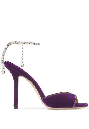 Jimmy Choo Saeda 100mm crystal-embellished sandals - Viola