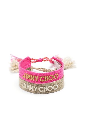 Jimmy Choo Beach embroidered-logo bracelets - Toni neutri