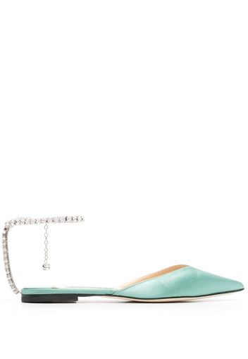 Jimmy Choo crystal-embellished ballerina shoes - Verde