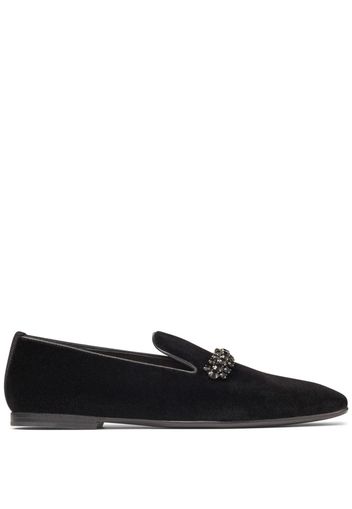 Jimmy Choo Bing crystal-embellished velvet slippers - Nero