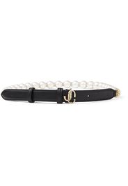 Jimmy Choo JC pearl-chain belt - Nero