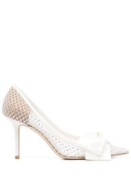 Jimmy Choo bow-detail 90mm leather pumps - Bianco