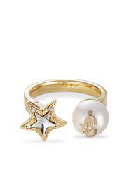 Jimmy Choo debossed-logo adjustable ring - Oro