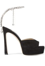 Jimmy Choo Saeda crystal-embellished suede sandals - Nero