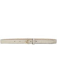 Jimmy Choo Helina logo-buckle glitter belt - PLATINUM ICE