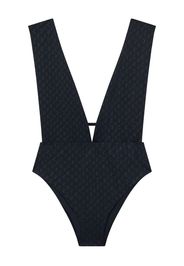 Jimmy Choo monogram V-neck swimsuit - Nero
