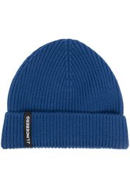 J.Lindeberg Juan logo-patch merino beanie - Blu