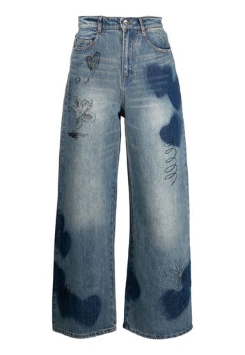 JNBY high-waist wide-leg jeans - Blu