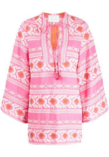 Johanna Ortiz ikat-pattern wide-sleeve minidress - Rosa