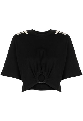 Johanna Ortiz T-shirt Ensenada crop con ricamo - Nero