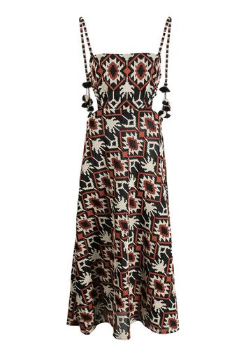 Johanna Ortiz ikat-pattern silk midi dress - Nero