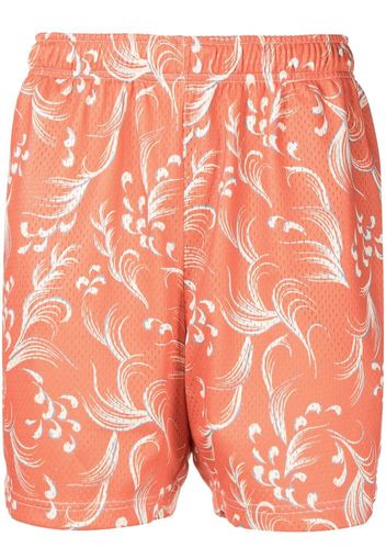 John Elliott Practice perforated graphic-print shorts - Arancione