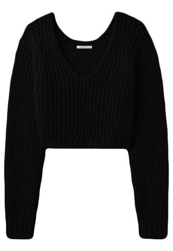 John Elliott v-neck cropped knit top - Nero