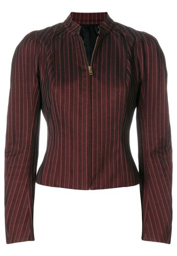 pinstriped zipped blouse