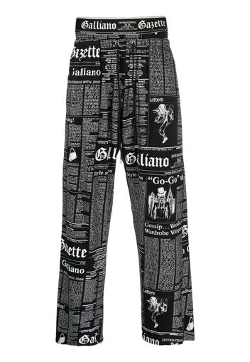 John Galliano Pre-Owned Pantaloni Gazette con stampa 2010 - Nero