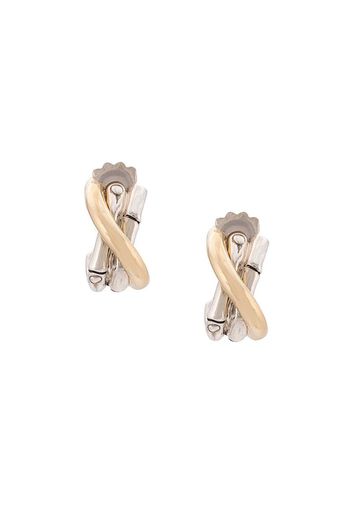 Orecchini a cerchio J in oro 18kt e argento sterling