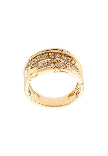 Anello Bamboo in oro giallo 18kt e diamanti