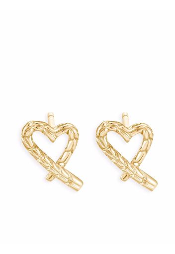 John Hardy 14kt yellow gold Classic Chain Manah Heart stud earrings - Oro