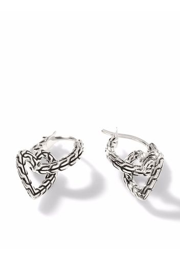 John Hardy Classic Chain Manah heart drop earrings - Argento