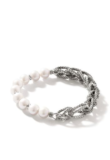 John Hardy "Bracciale Asli con catena in argento sterling 10,5mm e perle"