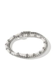 John Hardy Bracciale Classic Chain Wrap in argento sterling con perle