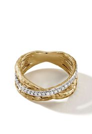 John Hardy 18kt yellow gold and sterling silver Crossover diamond ring - Oro