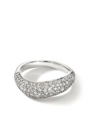 John Hardy Surf pavé diamond band ring - Argento