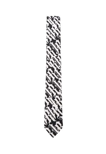 monogram print silk tie