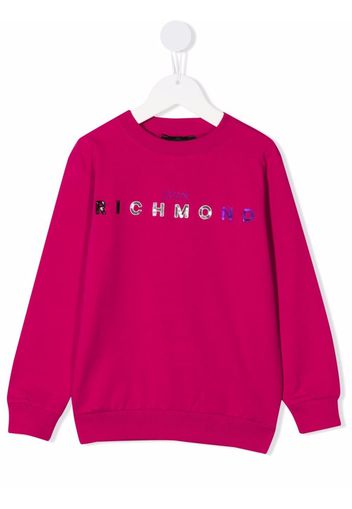 John Richmond Junior sequin-logo sweatshirt - Rosa