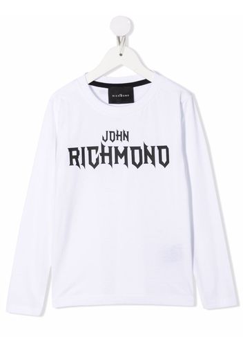 John Richmond Junior logo print long sleeved T-shirt - Bianco