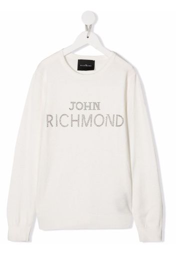 John Richmond Junior crystal logo jumper - Bianco