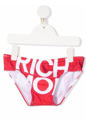 John Richmond Junior logo-print swimming briefs - Rosso