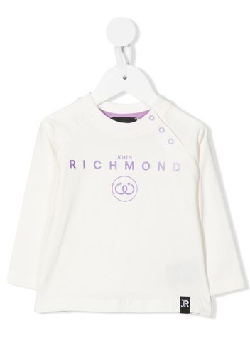 John Richmond Junior T-shirt a maniche lunghe con stampa - Bianco