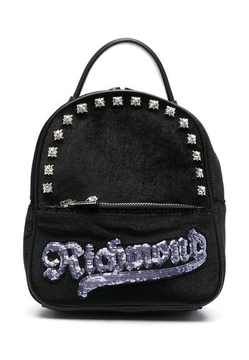 John Richmond Junior sequin-logo studded backpack - Nero