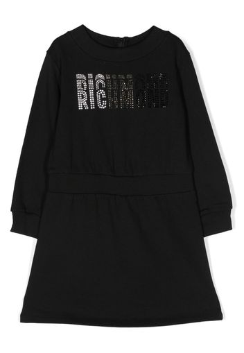 John Richmond Junior rhinestone-logo sweatshirt dress - Nero