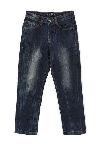 John Richmond Junior distressed logo-print jeans - Blu