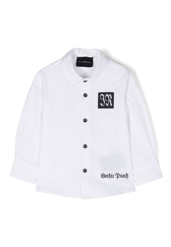 John Richmond Junior logo-patch long-sleeve shirt - Bianco