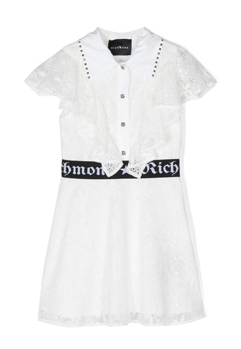 John Richmond Junior floral-lace flared dress - Bianco