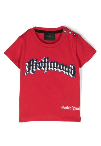 John Richmond Junior embroidered blackletter logo T-shirt - Rosso