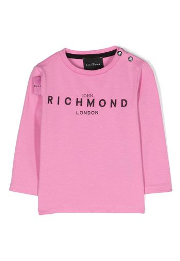 John Richmond Junior T-shirt a maniche lunghe con ricamo - Rosa