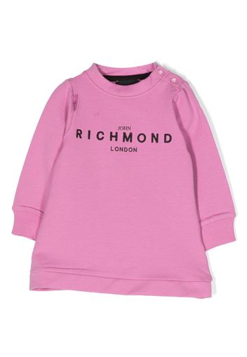 John Richmond Junior embroidered-logo cotton dress - Rosa