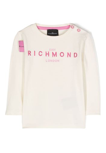 John Richmond Junior T-shirt a maniche lunghe con ricamo - Bianco