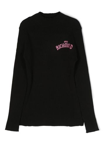 John Richmond Junior logo-embroidered ribbed-knit jumper - Nero