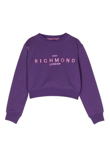 John Richmond Junior logo-embroidered jersey sweatshirt - Viola