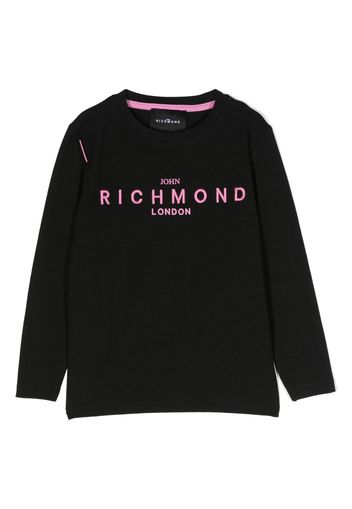 John Richmond Junior logo embroidered jersey sweatshirt - Nero