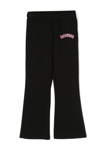 John Richmond Junior logo-embroidered flared trousers - Nero