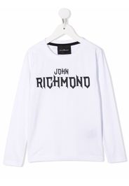 John Richmond Junior logo print long sleeved T-shirt - Bianco